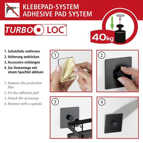 Produktbild: Turbo-Loc&reg; WC-Garnitur Mod. Carpino Schwarz, Befestigen ohne Bohren