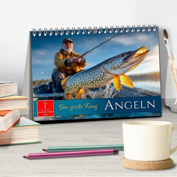 Produktbild: Angeln - der gro&szlig;e Fang (Tischkalender 2026 DIN A5 quer), CALVENDO Monatskalender