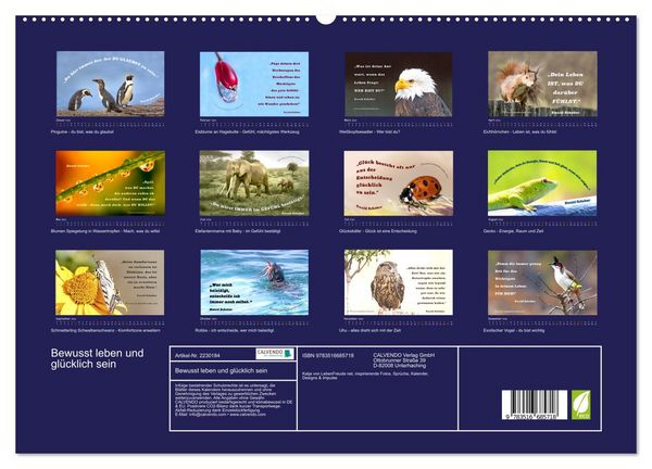 Produktbild: Bewusst leben und gl&uuml;cklich sein (hochwertiger Premium Wandkalender 2026 DIN A2 quer), Kunstdruck in Hochglanz