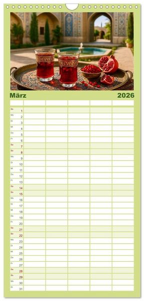 Produktbild: Familienplaner 2026 - Teezeremonien aus aller Welt mit 5 Spalten (Wandkalender, 21 x 45 cm) CALVENDO