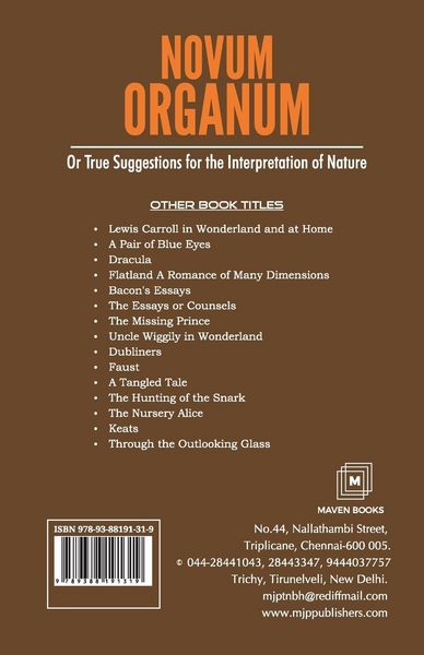 Produktbild: NOVUM ORGANUM Or True Suggestions for the Interpretation of Nature