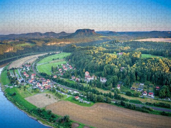 Produktbild: CALVENDO Puzzle Blick von der Basteiaussicht auf Elbe und Lilienstein | 1000 Teile Lege-Gr&ouml;&szlig;e 64x48cm Foto-Puzzle f&uuml;r gl&uuml;ckliche Stunden