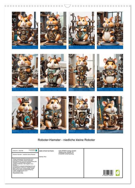 Produktbild: Roboter-Hamster - niedliche kleine Roboter (Wandkalender 2026 DIN A2 hoch), CALVENDO Monatskalender