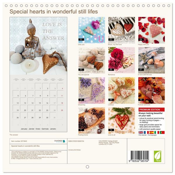 Produktbild: Special hearts in wonderful still lifes (Wall Calendar 2026 12 &times; 12 Inch) CALVENDO 12 Month Wall Calendar