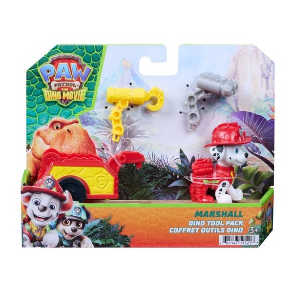 Produktbild: PAW Patrol: Der Dino Film, Marshalls Dino Werkzeug-Pack, Marshall-Figur mit Anh&auml;nger und Werkzeugen