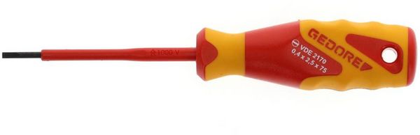 Produktbild: Gedore VDE 2170 2,5 VDE Schlitz-Schraubendreher Klingenbreite: 2.5mm Klingenl&auml;nge: 75mm