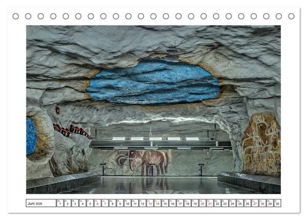 Produktbild: Stockholms Metrostationen - Bunte Meisterwerke im Untergrund (Tischkalender 2026 DIN A5 quer), CALVENDO Monatskalender