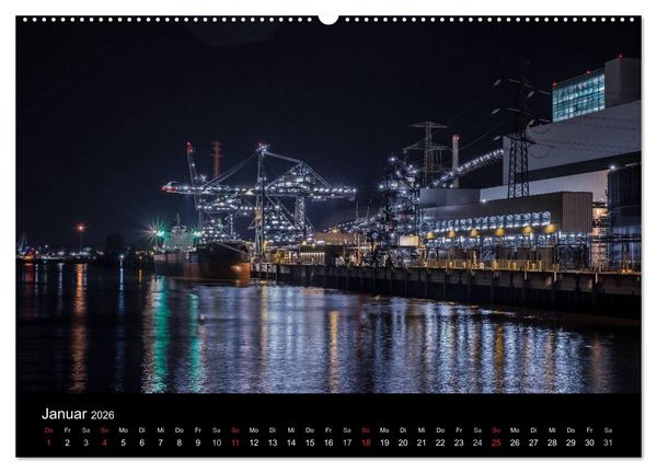 Produktbild: Der Hafen Hamburg bei Tag und Nacht (Wandkalender 2026 DIN A2 quer), CALVENDO Monatskalender