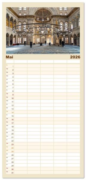 Produktbild: Familienplaner 2026 - Istanbul - Faszination Moschee mit 5 Spalten (Wandkalender, 21 x 45 cm) CALVENDO