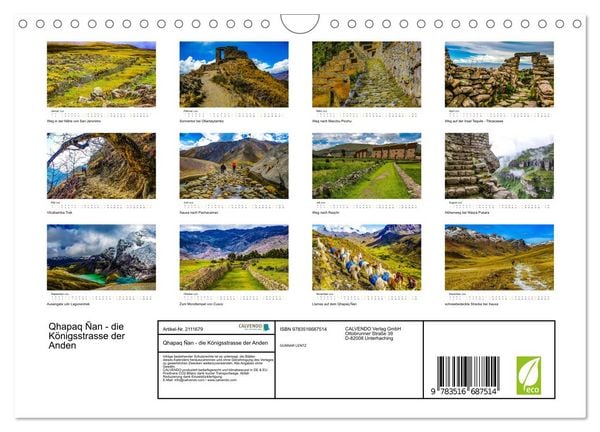 Produktbild: Qhapaq &Ntilde;an - die K&ouml;nigsstrasse der Anden (Wandkalender 2026 DIN A4 quer), CALVENDO Monatskalender