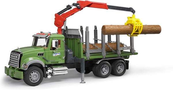MACK Holztransport LKW mit Ladekran