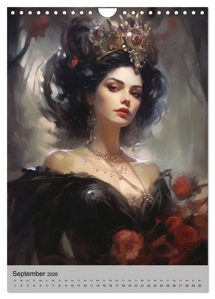 Produktbild: Gothic-Queens. Schaurig-sch&ouml;n im Renaissance-Stil (Wandkalender 2026 DIN A4 hoch), CALVENDO Monatskalender