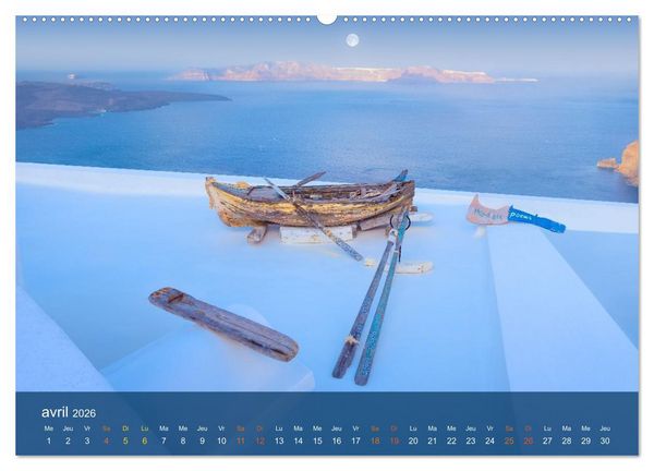 Produktbild: Santorin - La Magie des Cyclades (Calendrier mural 2026 DIN A2 vertical), CALVENDO calendrier mensuel