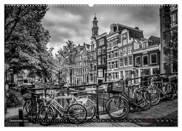 Produktbild: AMSTERDAM Stadtherz in Monochrom (Wandkalender 2026 DIN A2 quer), CALVENDO Monatskalender