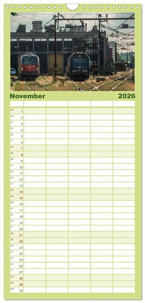 Produktbild: Familienplaner 2026 - D&auml;nische Eisenbahnen mit 5 Spalten (Wandkalender, 21 x 45 cm) CALVENDO