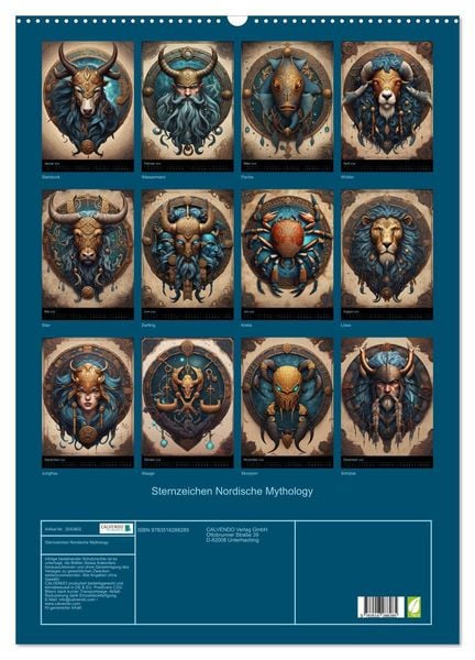 Produktbild: Sternzeichen Nordische Mythology (Wandkalender 2026 DIN A2 hoch), CALVENDO Monatskalender