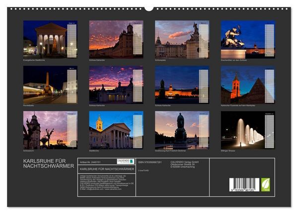 Produktbild: KARLSRUHE F&Uuml;R NACHTSCHW&Auml;RMER (hochwertiger Premium Wandkalender 2027 DIN A2 quer), Kunstdruck in Hochglanz