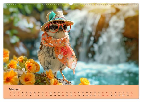 Produktbild: Niedliche V&ouml;gel! Trendige Schnabelstars erobern die Modewelt (hochwertiger Premium Wandkalender 2026 DIN A2 quer), Kunstdruck in Hochglanz