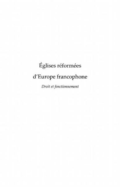 Produktbild: Eglises reformees d'europe francophone - droit et fonctionne