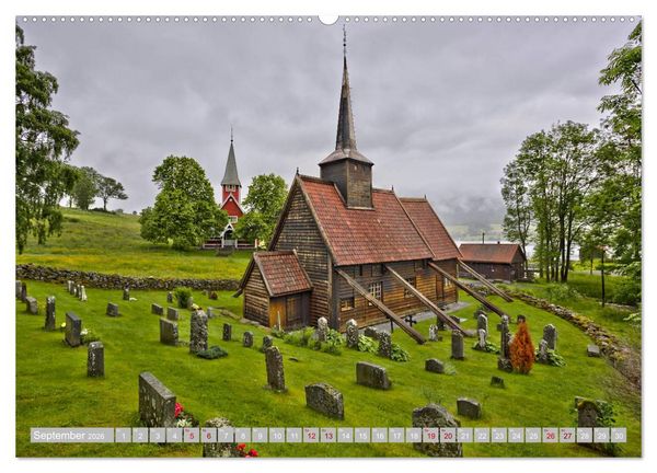 Produktbild: Norwegens Stabkirchen (hochwertiger Premium Wandkalender 2026 DIN A2 quer), Kunstdruck in Hochglanz