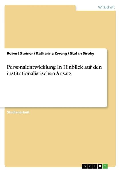 Produktbild: Personalentwicklung in Hinblick auf den institutionalistischen Ansatz