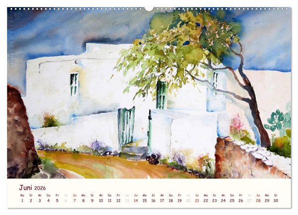 Produktbild: Lanzarote und Teneriffa - Aquarelle (Wandkalender 2026 DIN A2 quer), CALVENDO Monatskalender