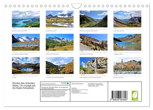 Produktbild: Routes des Grandes Alpes, Un voyage par les Alpes fran&ccedil;aises (Calendrier mural 2026 DIN A4 vertical), CALVENDO calendrier mensuel