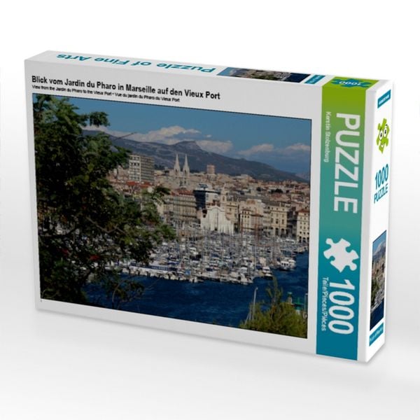 CALVENDO Puzzle Blick vom Jardin du Pharo in Marseille auf den Vieux Port | 1000 Teile Lege-Größe 64x48cm Foto-Puzzle für glückliche Stunden