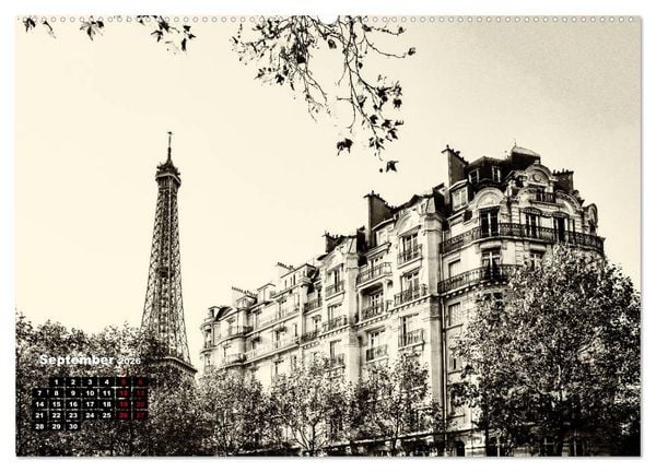 Produktbild: Paris-Impressionen in Schwarz-Wei&szlig; (Wandkalender 2026 DIN A2 quer), CALVENDO Monatskalender