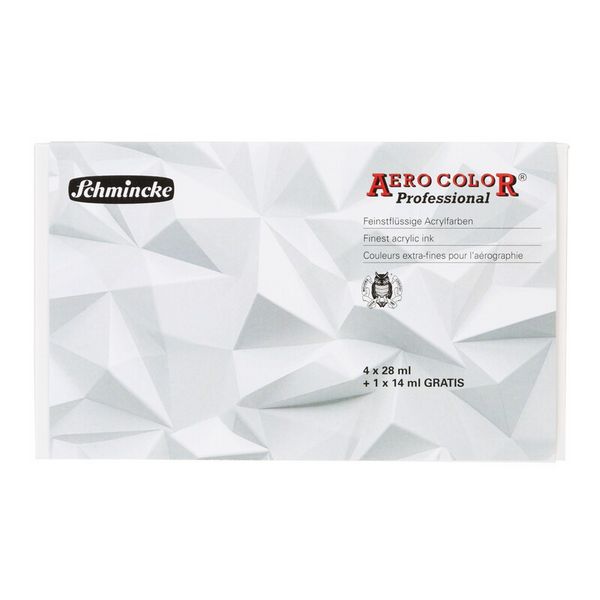 Produktbild: Schmincke AEROCOLOR Kartonset, 4 x 28 ml + 1 x 14 ml Wei&szlig;