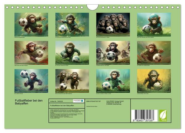 Produktbild: Fu&szlig;ballfieber bei den Babyaffen (Wandkalender 2026 DIN A4 quer), CALVENDO Monatskalender