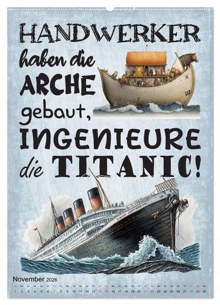 Produktbild: Handwerker Spr&uuml;che (hochwertiger Premium Wandkalender 2026 DIN A2 hoch), Kunstdruck in Hochglanz