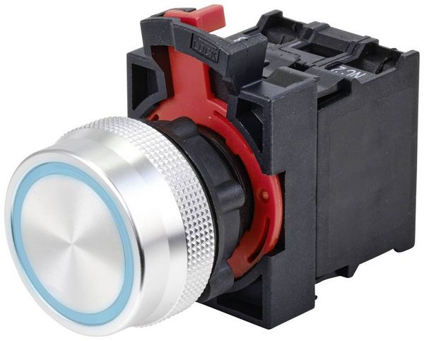 Produktbild: TRU COMPONENTS TC-10091060 ONPOW26-11ZE/B/12V Druckschalter 250 V 5 A 1 x Ein/Ein rastend Blau IP40 1 St.