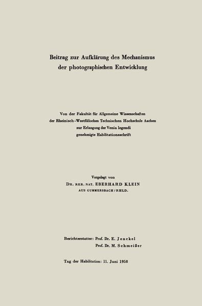 Produktbild: Beitrag zur Aufkl&auml;rung des Mechanismus der photographischen Entwicklung