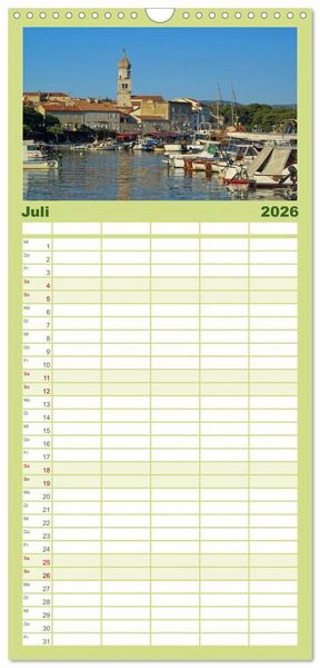 Produktbild: Familienplaner 2026 - Kvarner Golf - Kroatien mit 5 Spalten (Wandkalender, 21 x 45 cm) CALVENDO