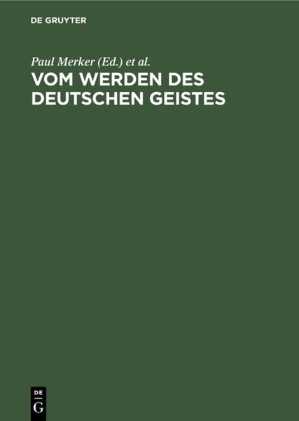 Produktbild: Vom Werden des deutschen Geistes