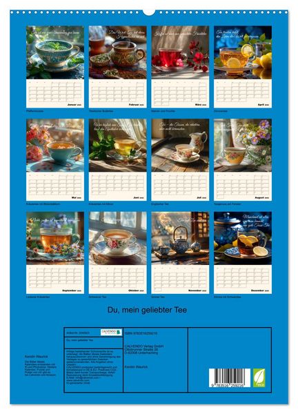 Produktbild: Du, mein geliebter Tee (hochwertiger Premium Wandkalender 2026 DIN A2 hoch), Kunstdruck in Hochglanz