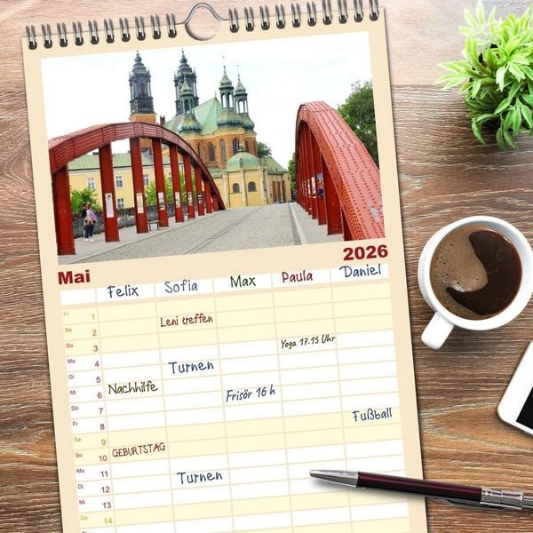 Produktbild: Familienplaner 2026 - Posen - Traumhaftes Reiseziel in Polen mit 5 Spalten (Wandkalender, 21 x 45 cm) CALVENDO