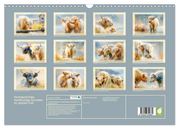 Produktbild: Hochlandrinder. Sanftm&uuml;tige Schotten im dichten Fell (Wandkalender 2027 DIN A3 quer), CALVENDO Monatskalender