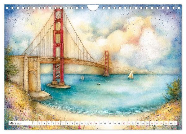 Produktbild: Die Golden Gate Bridge - Ikone am Pazifik (Wandkalender 2027 DIN A4 quer), CALVENDO Monatskalender