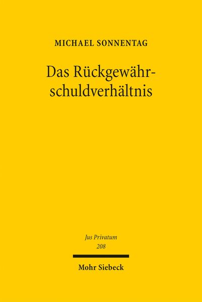 Produktbild: Das R&uuml;ckgew&auml;hrschuldverh&auml;ltnis