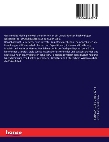 Produktbild: Gesammelte kleine philologische Schriften