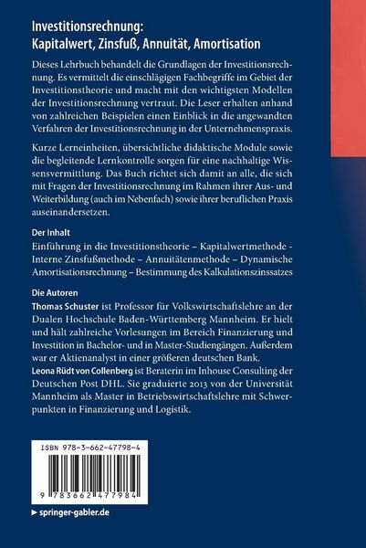 Produktbild: Investitionsrechnung: Kapitalwert, Zinsfu&szlig;, Annuit&auml;t, Amortisation