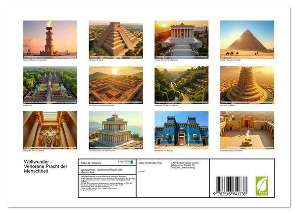 Produktbild: Weltwunder - Verlorene Pracht der Menschheit (Wandkalender 2026 DIN A4 quer), CALVENDO Monatskalender