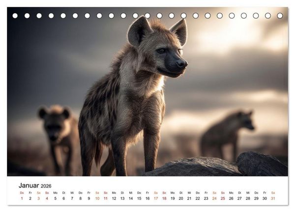 Produktbild: Hy&auml;nen - Afrikas geheimnisvolle J&auml;ger (Tischkalender 2026 DIN A5 quer), CALVENDO Monatskalender