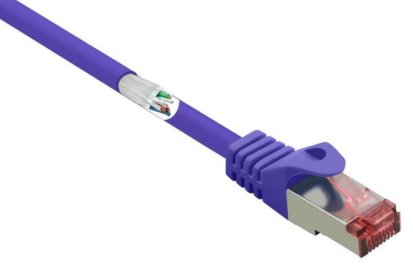Renkforce RF-4724922 RJ45 Patchkabel CAT 6 S/FTP 3.00 m Violett mit Rastnasenschutz, vergoldete Steckkontakte, Flammwidrig 1 St.