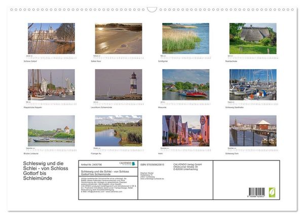 Produktbild: Schleswig und die Schlei - von Schloss Gottorf bis Schleim&uuml;nde (Wandkalender 2027 DIN A2 quer), CALVENDO Monatskalender