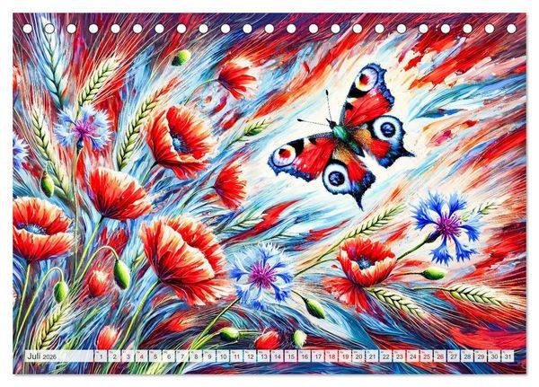 Produktbild: Schmetterlinge und ihre Blumenfreunde in lebhaften Farben (Tischkalender 2026 DIN A5 quer), CALVENDO Monatskalender