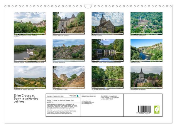 Produktbild: Entre Creuse et Berry la vall&eacute;e des peintres (Calendrier mural 2026 DIN A3 vertical), CALVENDO calendrier mensuel