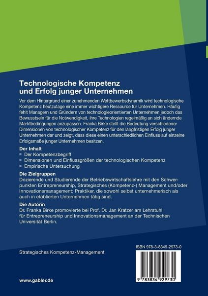 Produktbild: Technologische Kompetenz und Erfolg junger Unternehmen